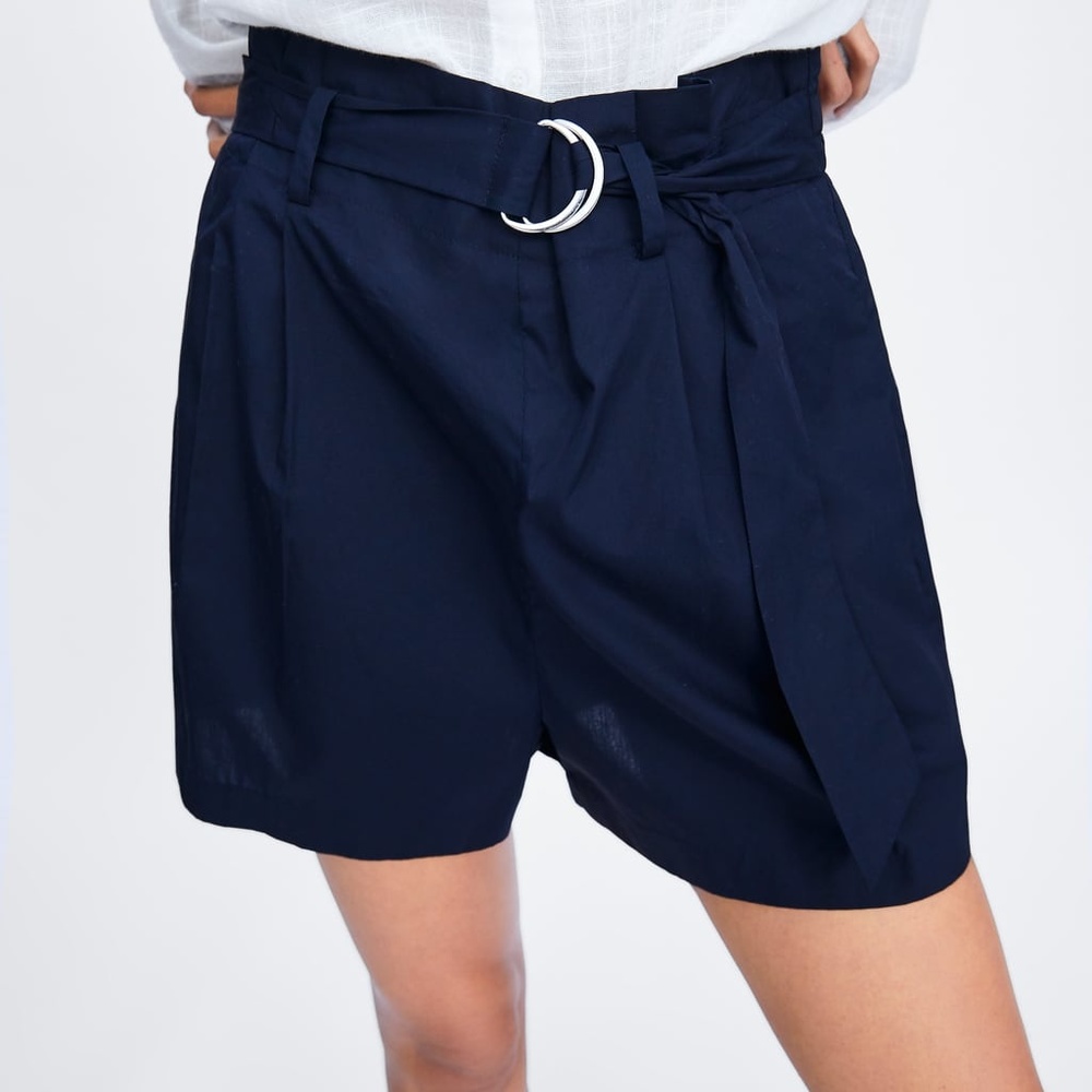 [ZARA] BELTED POPLIN SHORTS